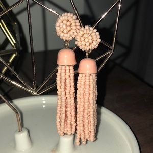 Salmon Colored Beaded Tassel Earrings!